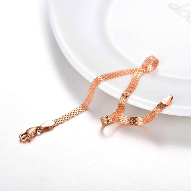 Pulsera de cadena de serpiente de oro rosa de 18 quilates-5