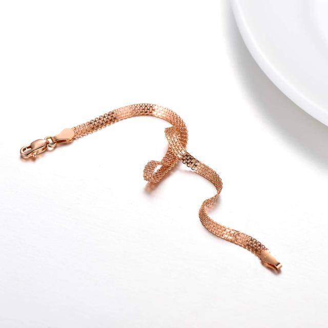 Pulsera de cadena de serpiente de oro rosa de 18 quilates-4