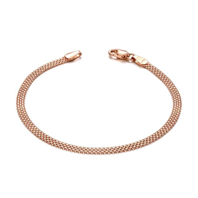 Pulseira de corrente de cobra em ouro rosa 18K-0