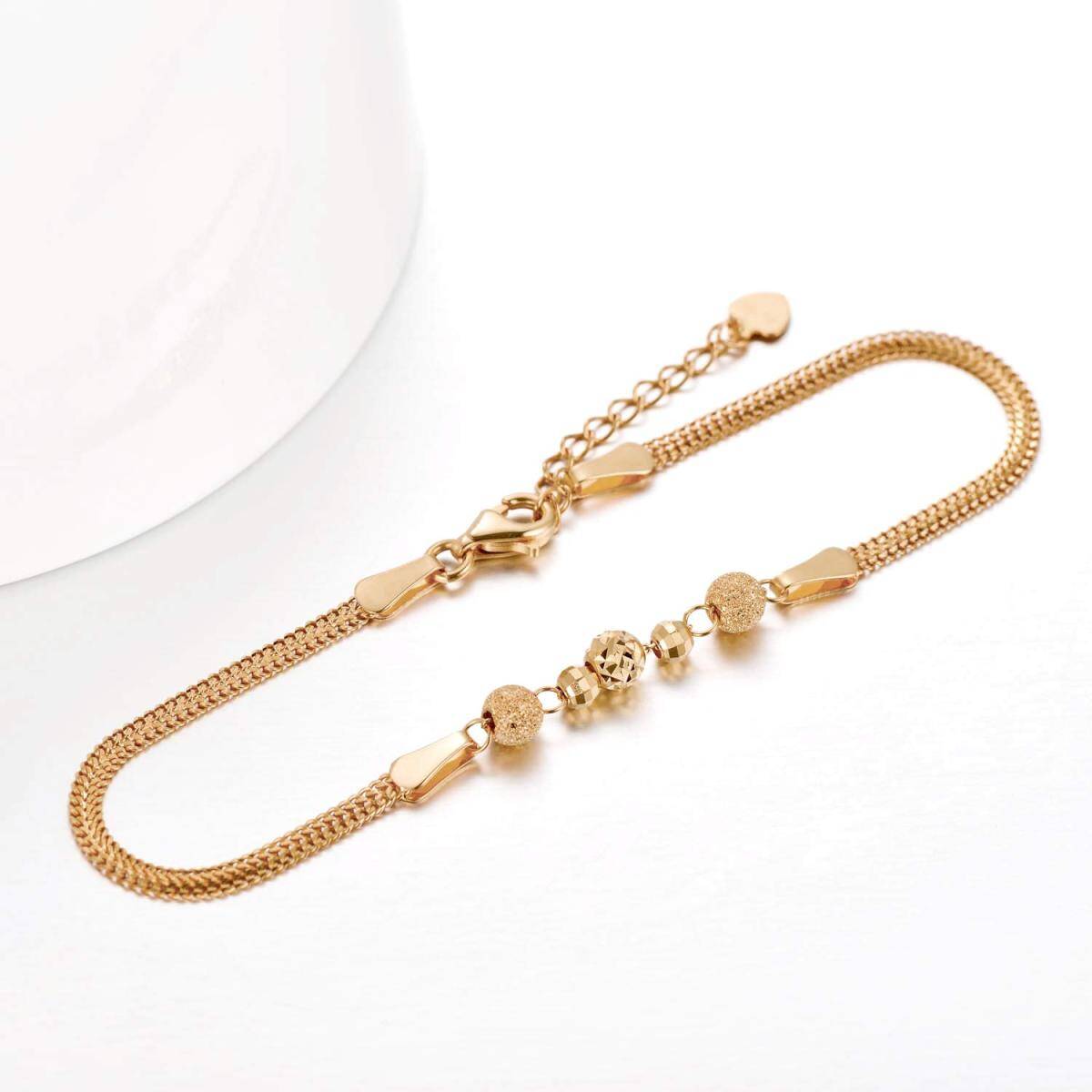 18K Rose Gold Bead Pendant Bracelet-6