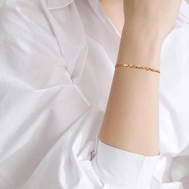 Pulseiras de ouro rosa sólido 18k para mulheres pulseira de corrente de ouro real joias finas-1