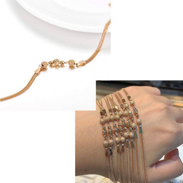 18K Rose Gold Bead Pendant Bracelet-2