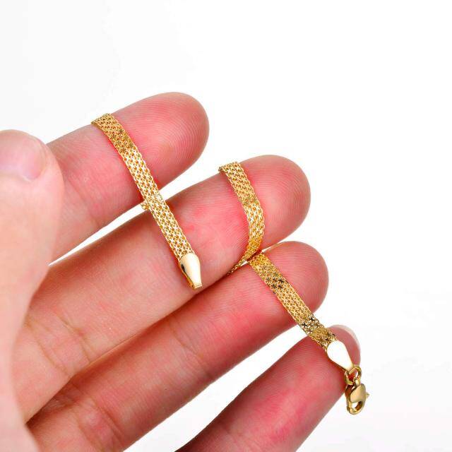 Pulseiras de corrente de malha italiana em ouro 18k para mulheres, joias finas, presentes para ela-3