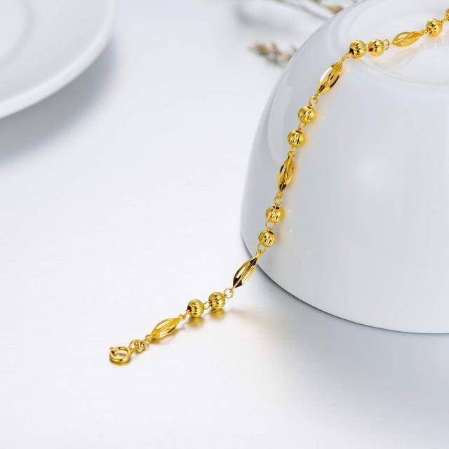 Bracelet de perles en métal avec feuilles en or 18K-2