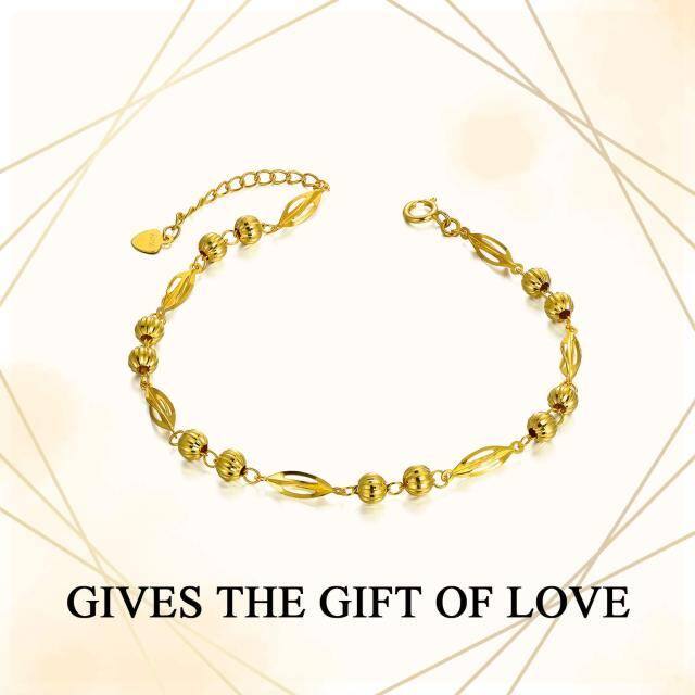18K Gold Leaves Metal Beads Bracelet-4