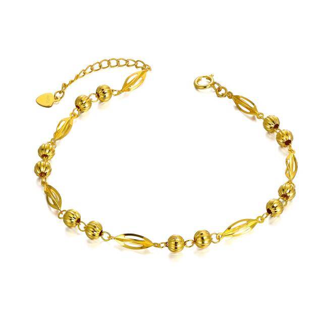 Bracelet de perles en métal avec feuilles en or 18K-0