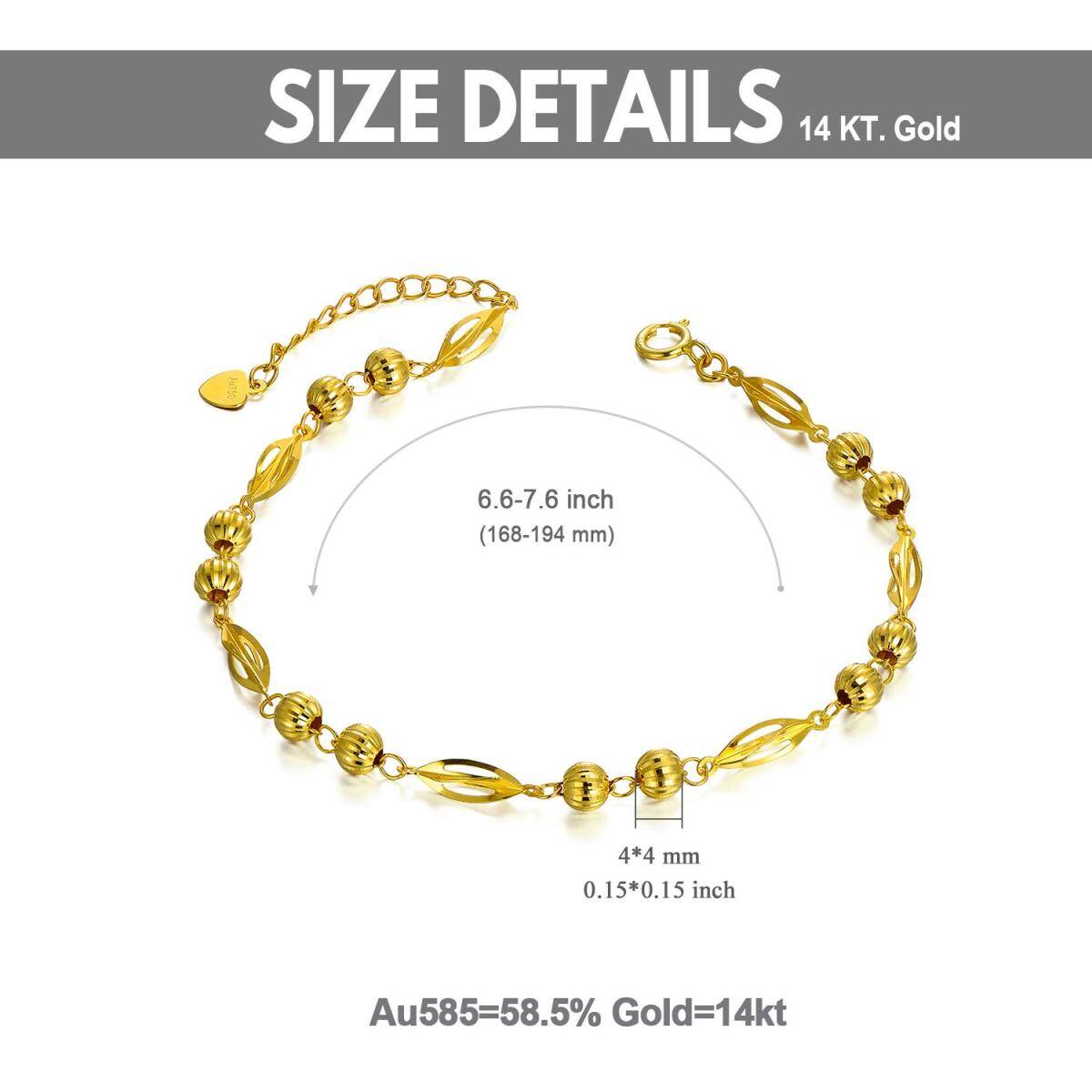 Bracelet de perles en métal avec feuilles en or 18K-6