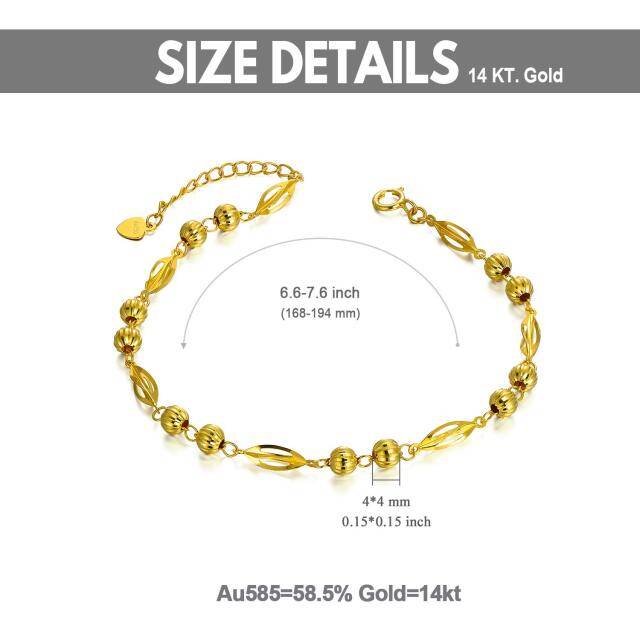 Bracelet de perles en métal avec feuilles en or 18K-5