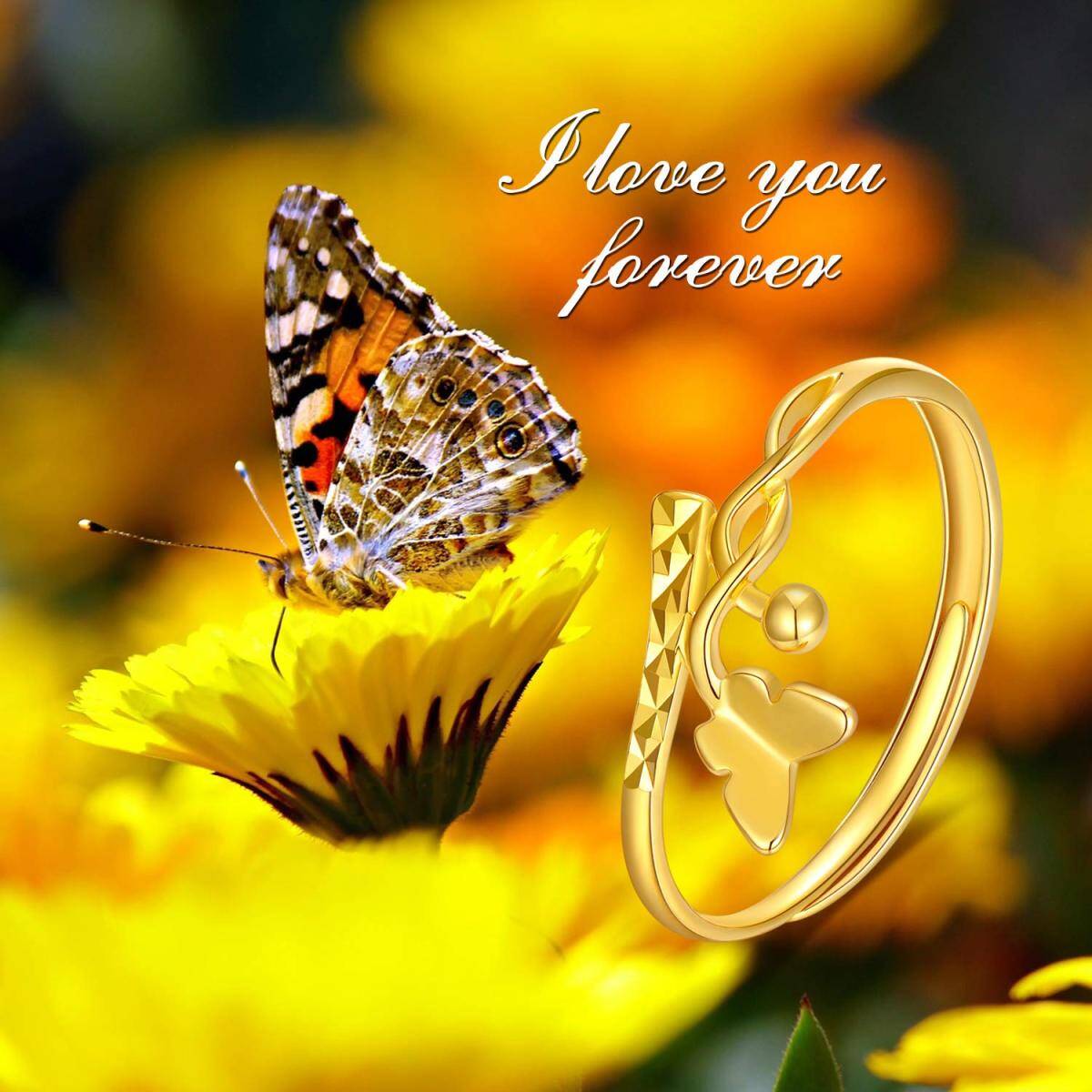 Bague ouverte papillon en or 18K -6