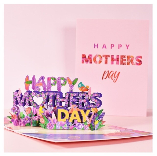 Cartão Tridimensional Criativo Feliz Dia das Mães para Mãe-0
