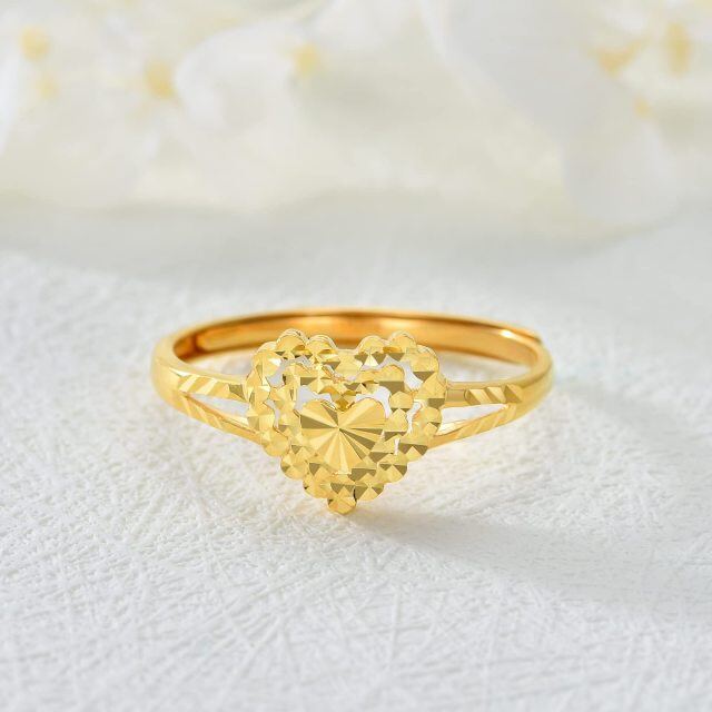 18K Gold Heart Open Ring-2