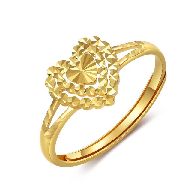 18K Gold Herz offener Ring-0