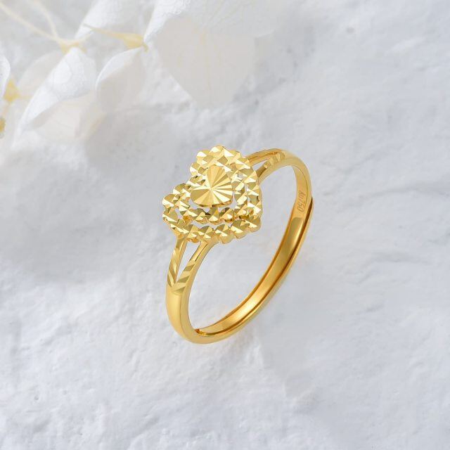 18K Gold Heart Open Ring-3