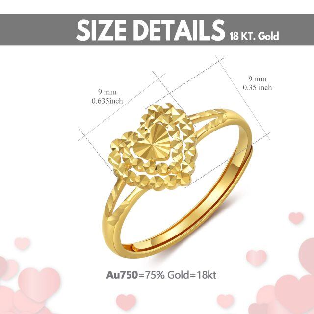 18K Gold Heart Open Ring-4