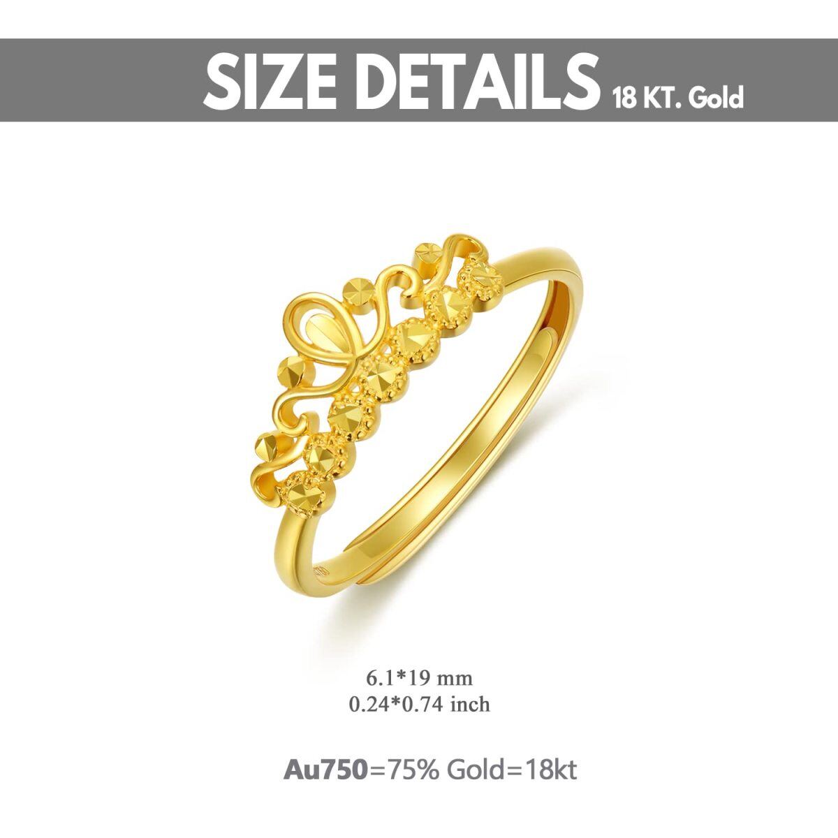 18K Gold Crown Open Ring-3