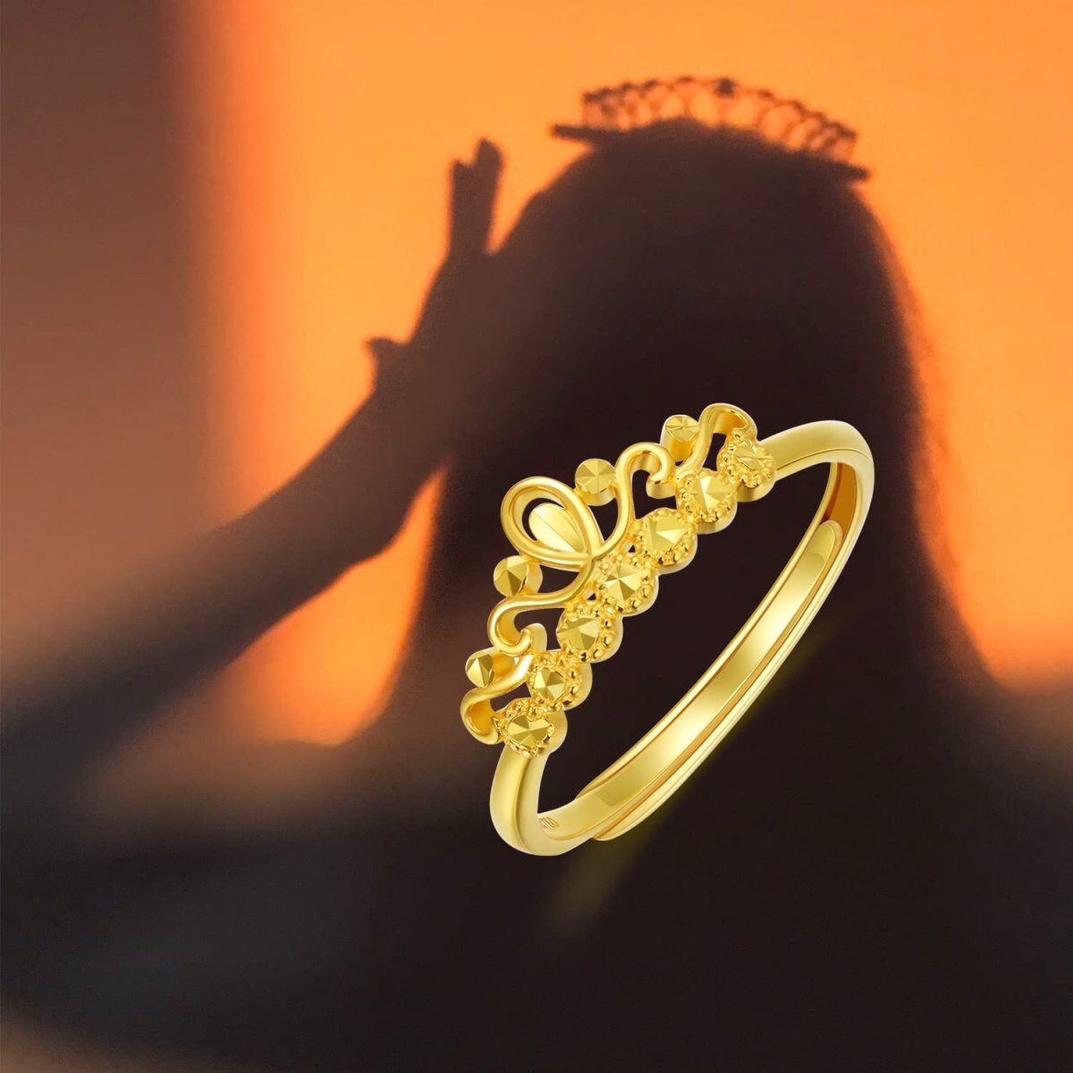 18K Gold Crown Open Ring-4