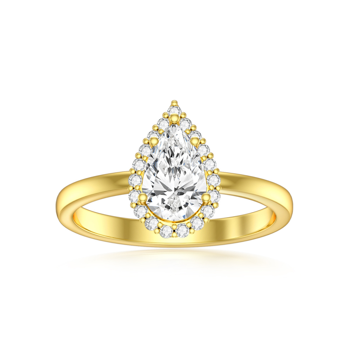 14K Gold Birnenförmiger Diamant Tropfenform Verlobungsring-1