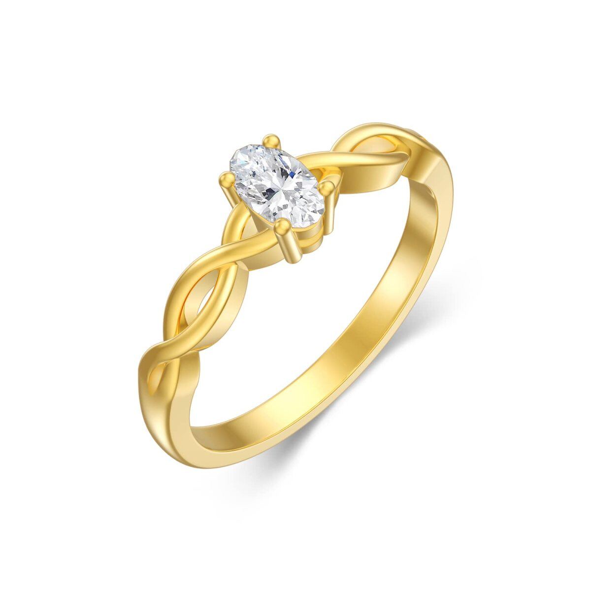 14K Gold Oval Shaped Lab Created Diamond Infinity Symbol Ring-1