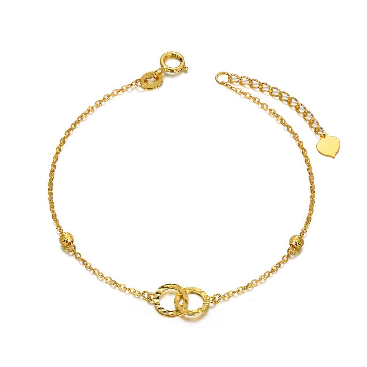 Pulsera de oro de 18 quilates con colgante de círculo y símbolo del infinito-1