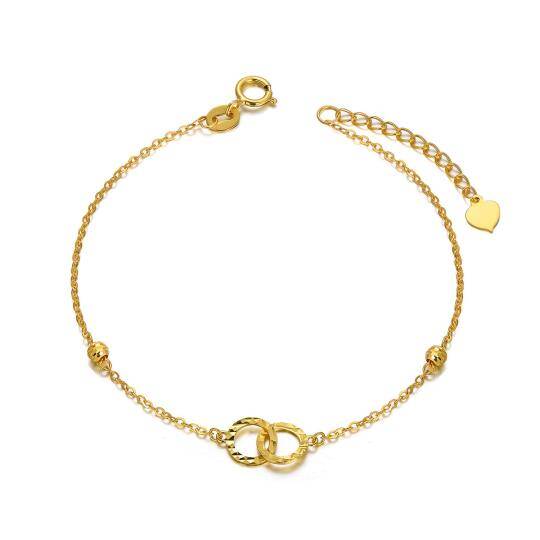 18K Gold Circle & Infinity Symbol Pendant Bracelet