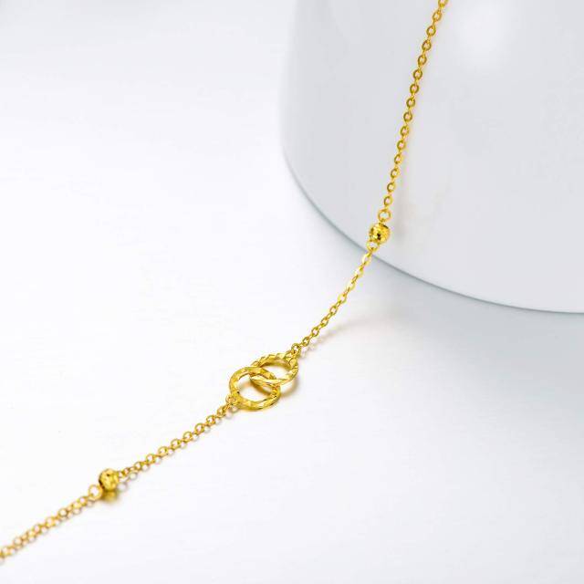 18K Gold Circle & Infinity Symbol Pendant Bracelet-2