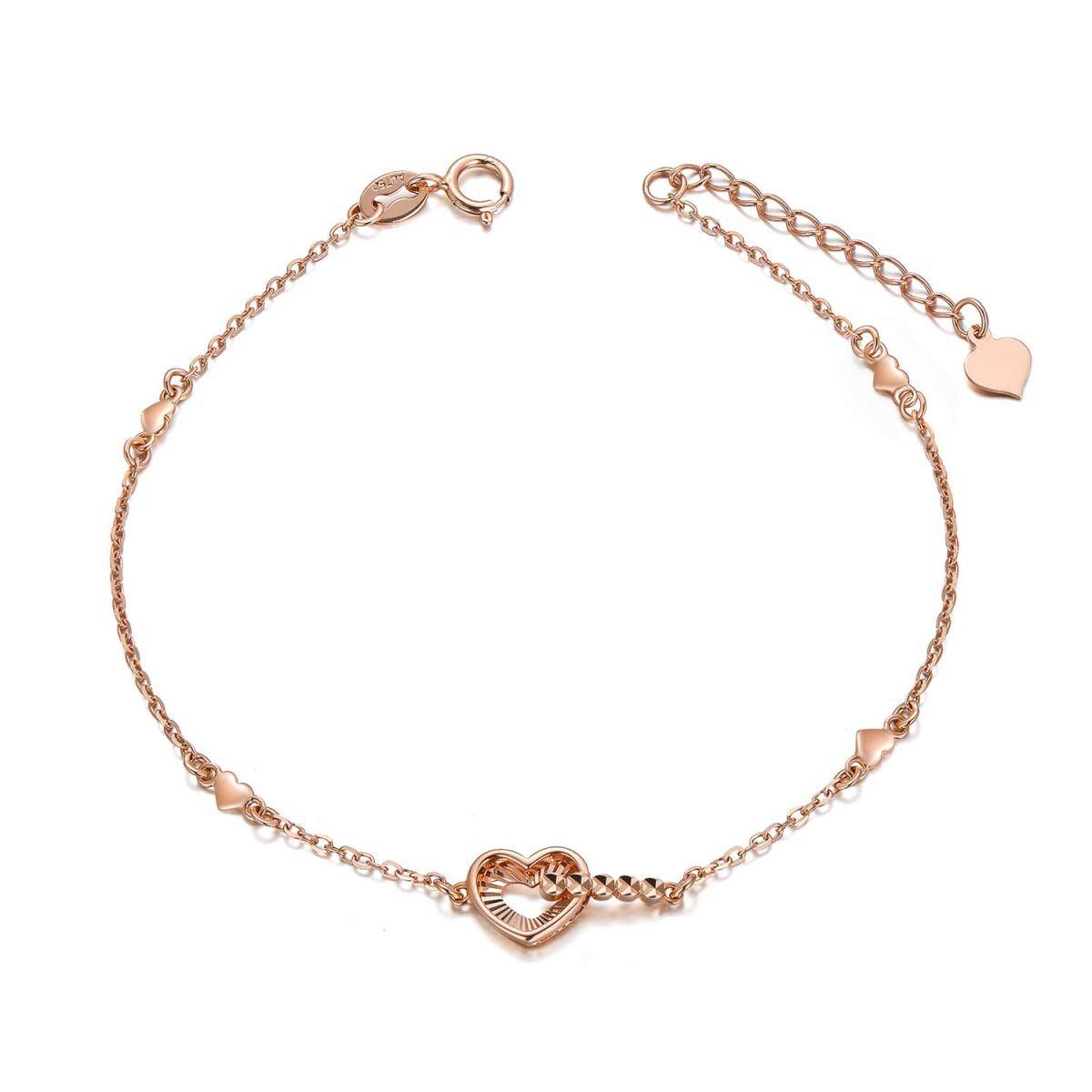 18K Rose Gold Heart Pendant Bracelet-1