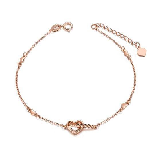 18K Rose Gold Heart Pendant Bracelet