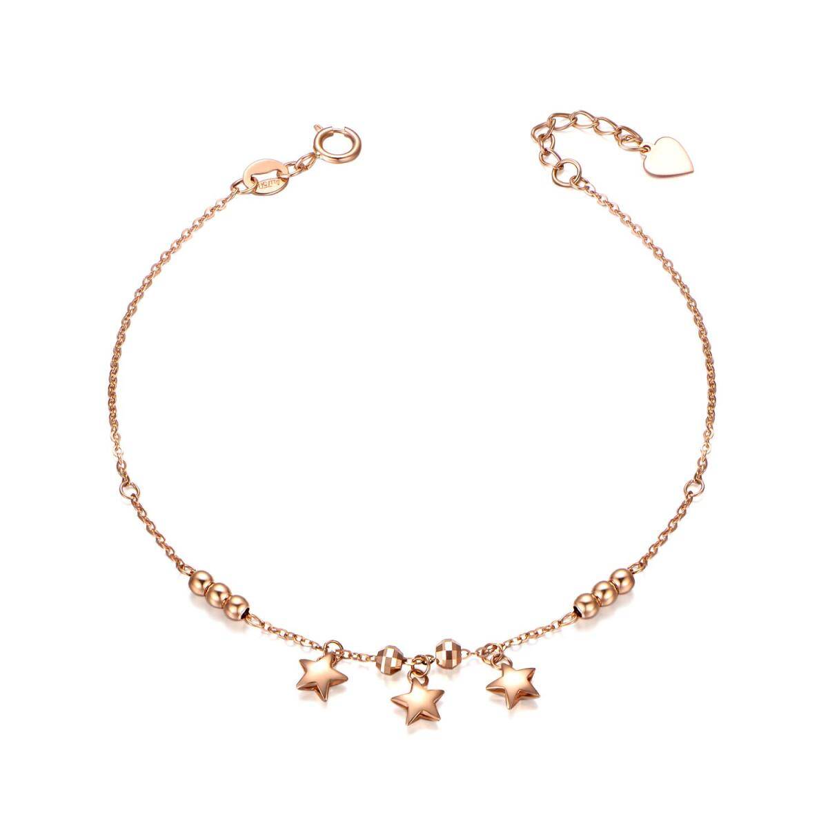 18K Rose Gold Stars Pendant Bracelet-1