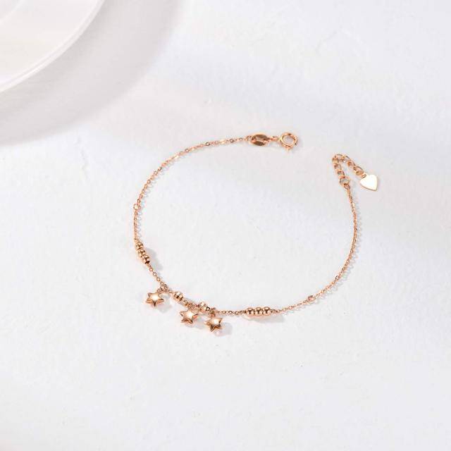 18K Rose Gold Stars Pendant Bracelet-3