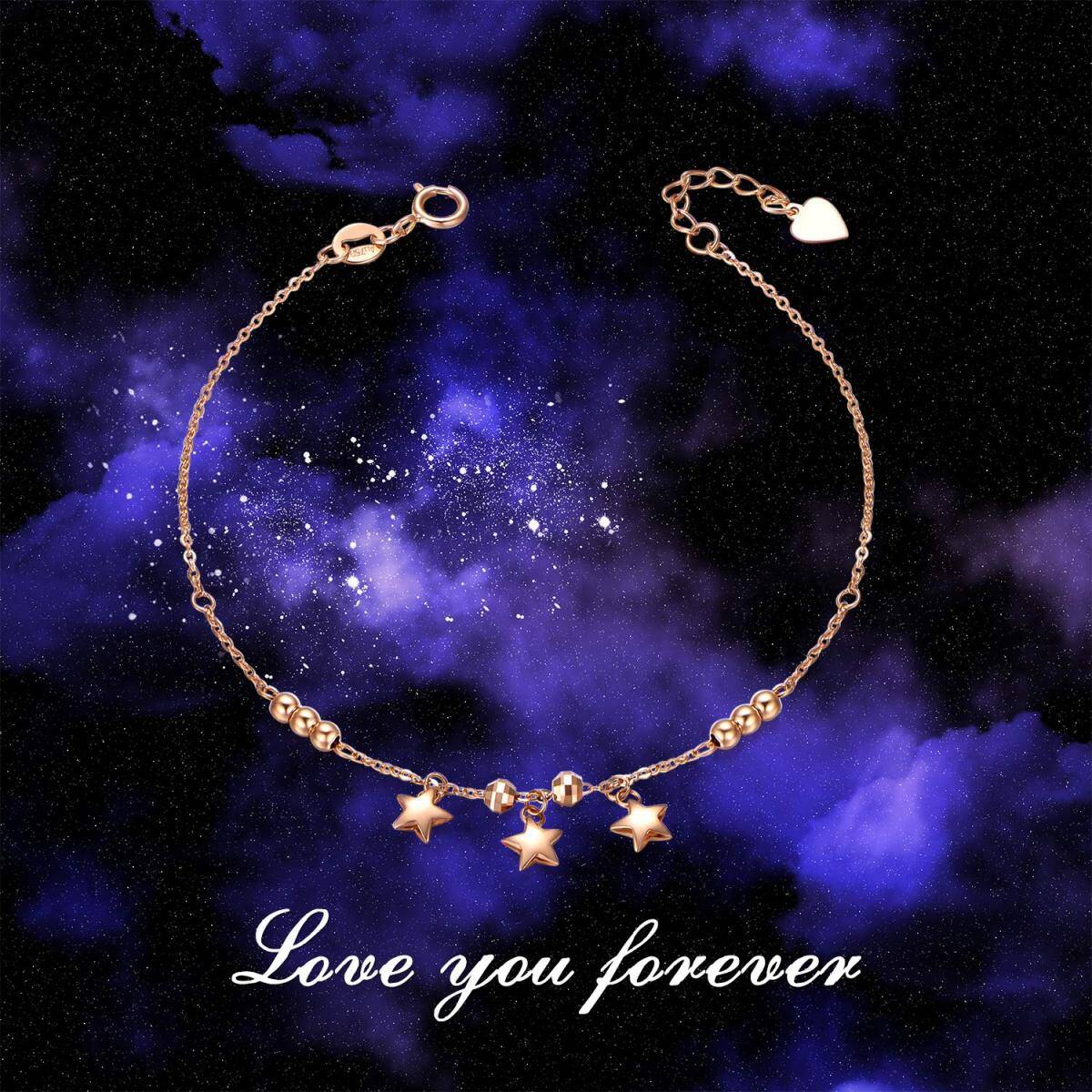 Bracelet pendentif étoiles en or rose 18K-6