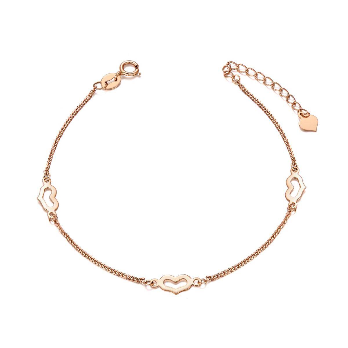 Pulsera Colgante Corazón Oro Rosa 18K-1