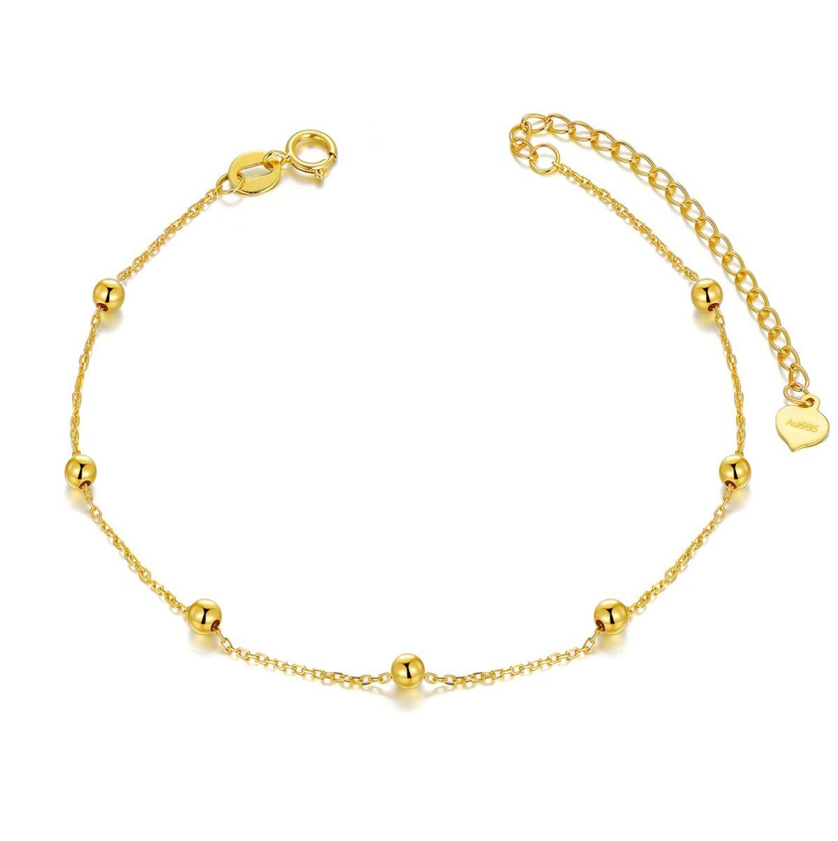 14K Gold Couple Bead Station Chain Bracelet-1