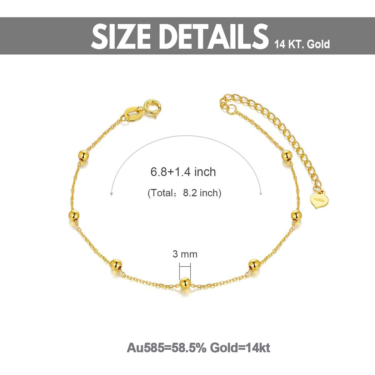 14K Gold Couple Bead Station Chain Bracelet-6