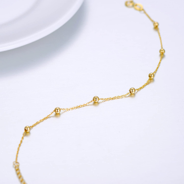 14K Gold Couple Bead Station Chain Bracelet-4