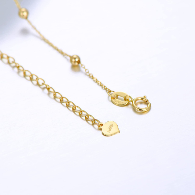 14K Gold Couple Bead Station Chain Bracelet-3