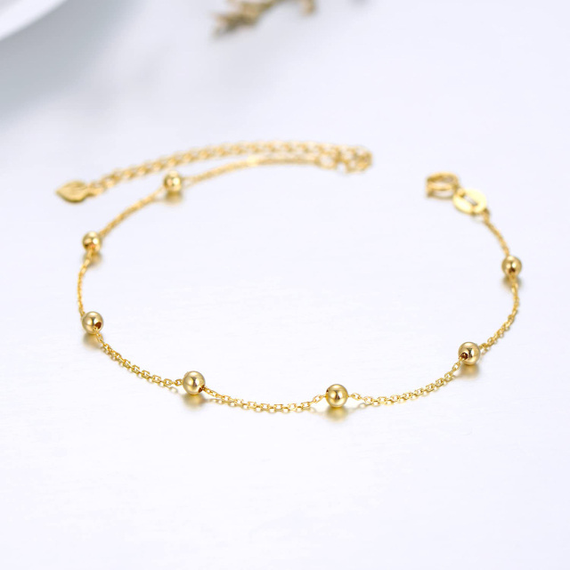 Bracelet de chaîne en or 14K avec perles en forme de couple-2