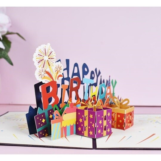 Feliz aniversário 3D cartão criativo de aniversário para amigos e família