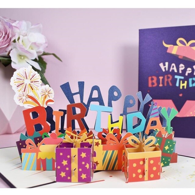 Joyeux anniversaire carte de voeux d'anniversaire créative 3D pour la famille des amis-4