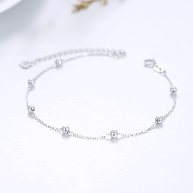 14K White Gold Couple & Grandmother & Mother Single Chain Anklet-3