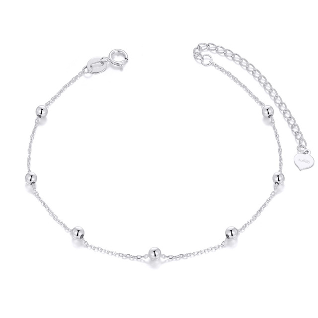 Bracelet de cheville en or blanc 14K Couple & Grand-mère & Mère à chaîne unique-0