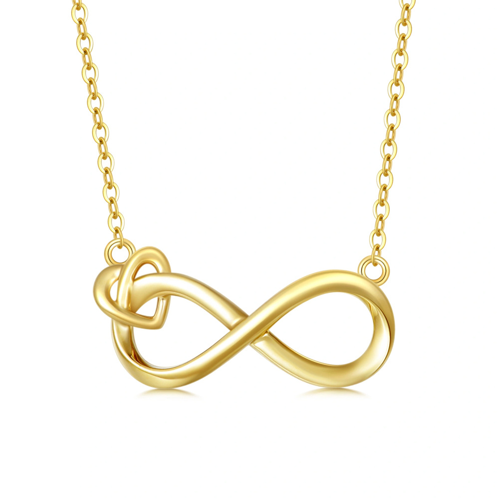 Collier pendentif en or 14K avec symbole du coeur et de l'infini-1