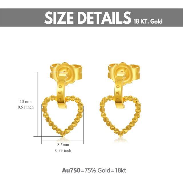 18K Gold Heart Drop Earrings with Engraved Word-3
