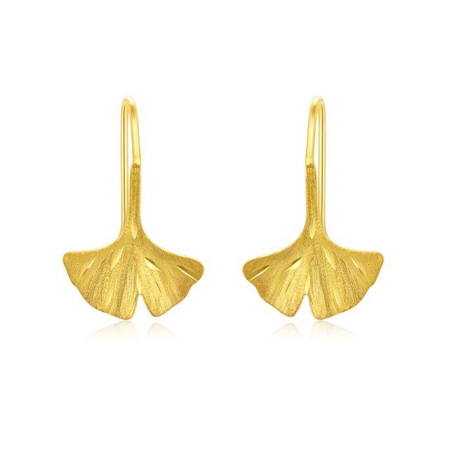 18K Gold Leaves Drop Earrings-2