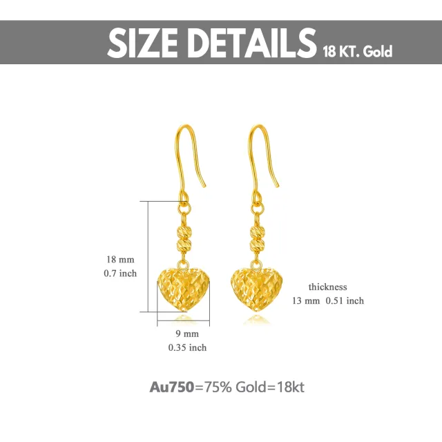 18K Gold Heart Drop Earrings-2