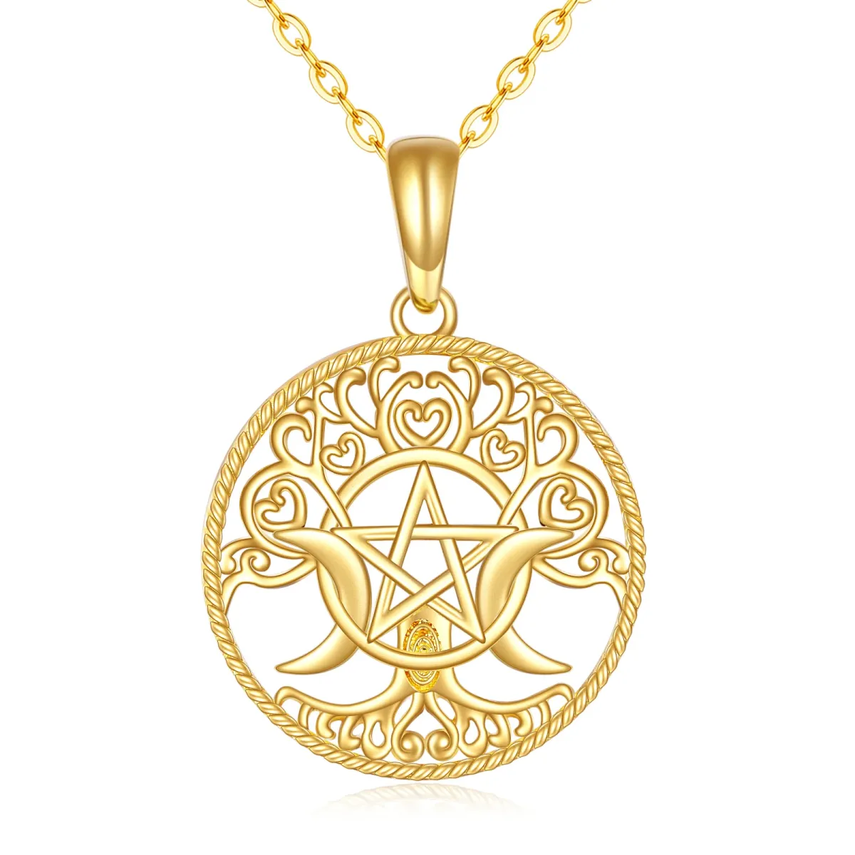 14K Gold Witches Knot Pendant Necklace-1