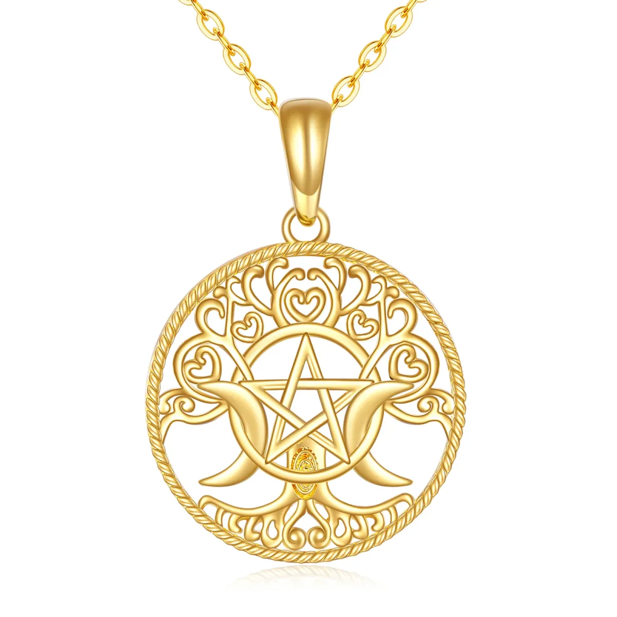 Collier à pendentif nœud de sorcière en or 14K-1