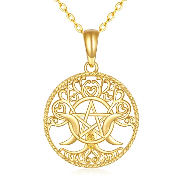 14K Gold Witches Knot Pendant Necklace-0