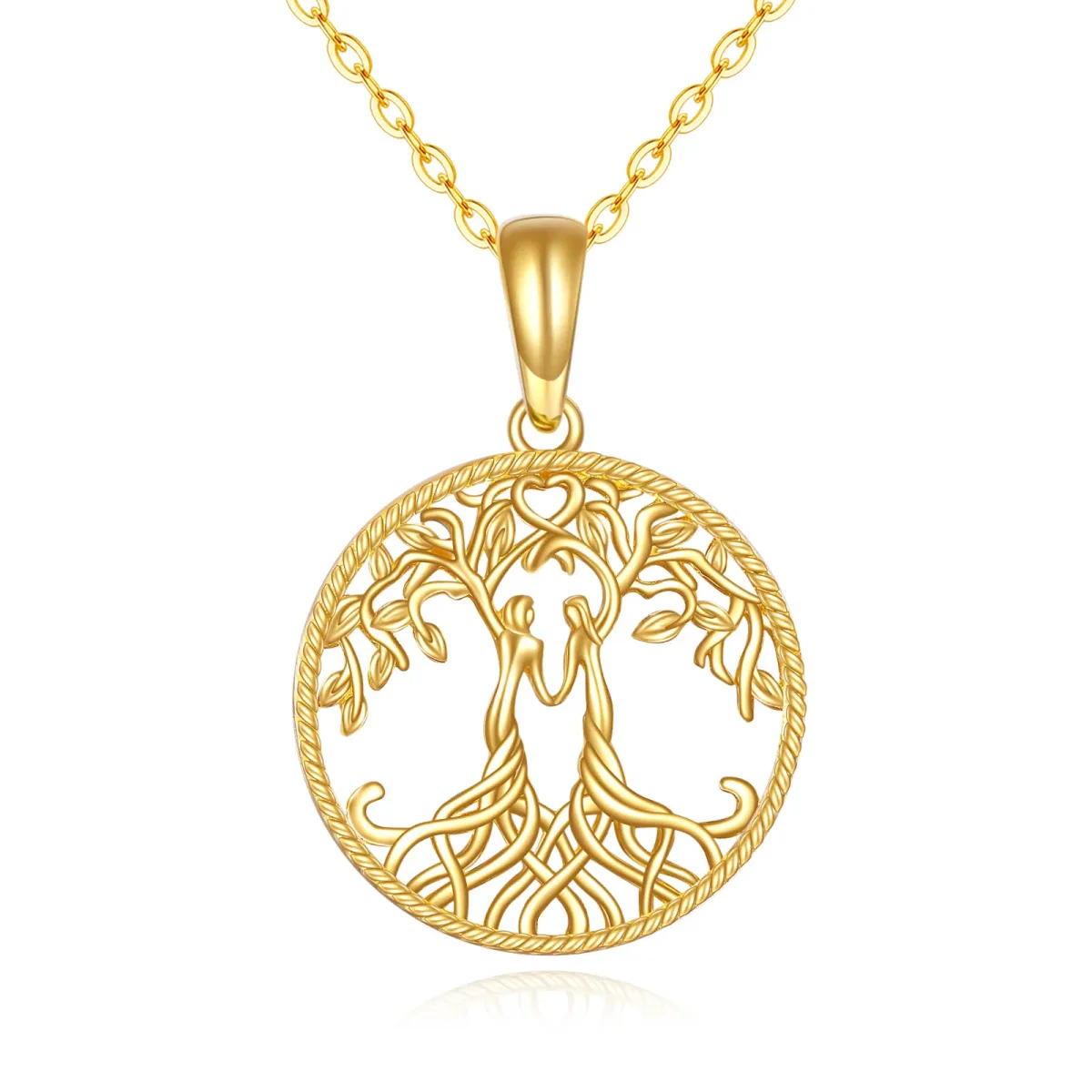 14K Gold Tree Of Life & Sisters Pendant Necklace-1