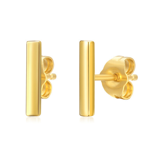 14K Gold Bar Stud Earrings