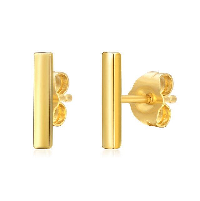 14K Gold Bar Stud Earrings-1